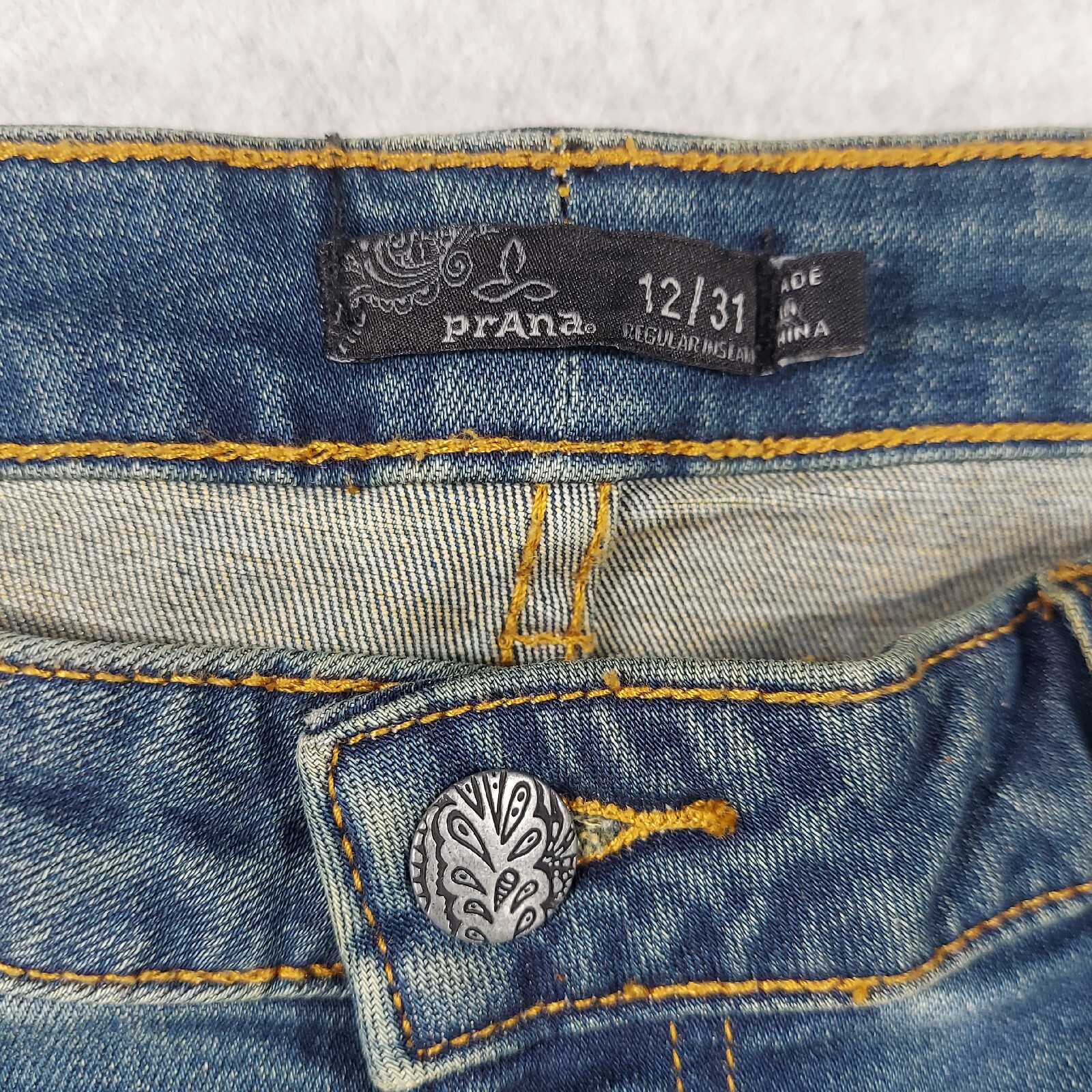 Prana Jeans Womens 12 Blue London Skinny Distressed Grunge Outdoor Leisure