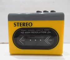 Vintage Yellow And Grey Cassette Player - New Not Tested