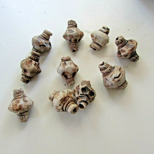 10 Handmade Pottery Clay Beads 2" long Large hole Macrame Wind Chimes - 第 2/5 張圖片