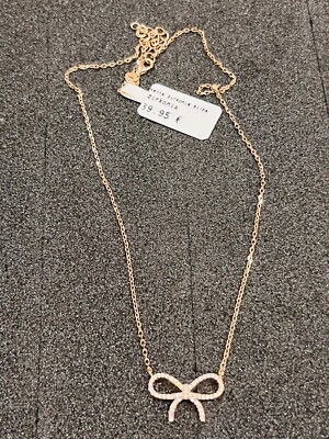 Halskette mit Anhänger Schleife  echt Silber 925 mit Zirkonia  - rosévergoldet -