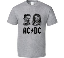 Nikola Tesla Thomas Edison AC DC Physics Genius Music Funny T Shirt Tee Gift New