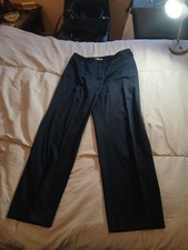 Liz Claiborne Size 10 Audra Straight Leg Button Zip Pants Navy Stretch