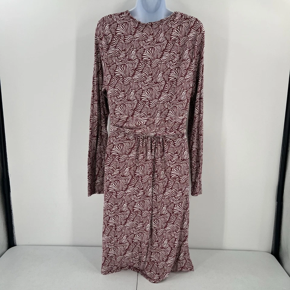 Vestido Boden US 12R Layla Viscosa Jersey Rojo Blanco Estampado Abstracto Manga Larga Foto 2 de 4