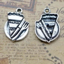 200 Pcs Tibet Silver Cake Pizza Charms Pendant 20X14MM Diy Jewelry Making B49580