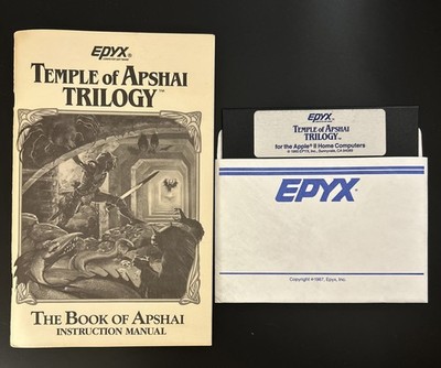 Vintage Apple II Software RPG Temple of Apshai Trilogy EPYX Manual & Disk