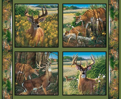 Wild Wings Fabric Feast in the Valley Deer Pillow Panel From Springs Creative