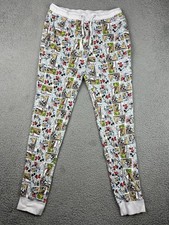 Disney Parks Pants Mens Small White Mickey Mouse Comic Print Joggers Sweatpants