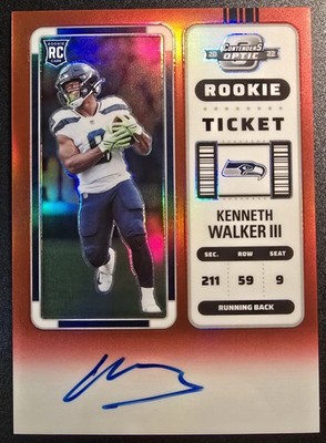 KENNETH WALKER III 2022 CONTENDERS OPTIC ROOKIE TICKET ON CARD AUTO RED /149 RC