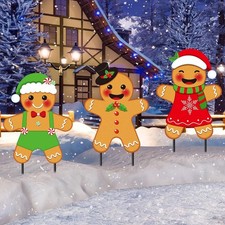 3 Pack Metal Christmas Yard Signs Decor as shown in picture