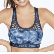 Victoria's Secret PINK Ultimate Unlined Sports Bra Women's Size XS Blue Tie Dye
