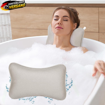 Badewannenkissen rechteckig mit Saugnäpfen für Kopf Nacken Rücken ergonomisch ko