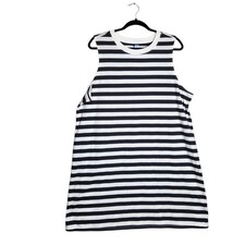 Old Navy Womens XL Black White Striped Sleeveless Cotton Shift Mini Dress