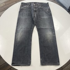 Levis 501 Original Fit Jeans Straight Leg Button Fly 100 Cotton Grey Black 37