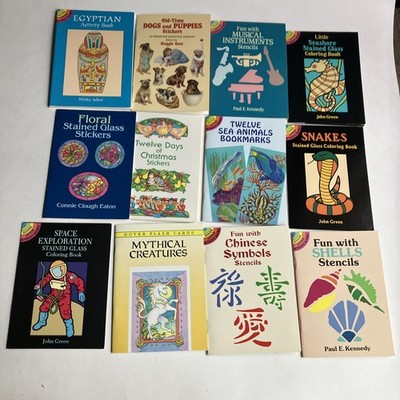 Lot of 12 Little Dover Stencil Activity Books ART Homeschool Craft Stickers