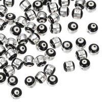 6Mm Emaille-Perle Mit BöSem Blick,100Stk Versilberter TüRkischer Schwarz