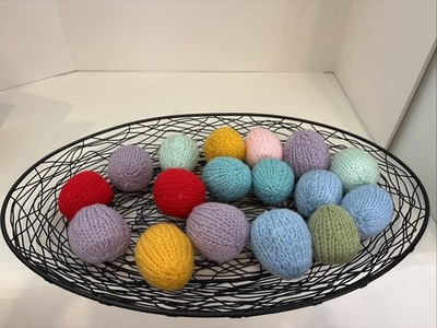 Lot of 17 Hand Crocheted Colorful Spring Easter Eggs