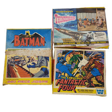 3 Vintage Jigsaw Puzzles Thunderbirds 1965 Fantastic Four 1977 Batman 1966 A/F