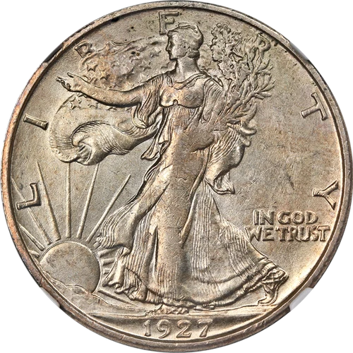1927-S Walking Liberty Half NGC MS62 Key Date Nice Luster