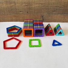 Lot of 74 Magformers Magnetic Building Tiles - Various - Square, Triangle, etc.