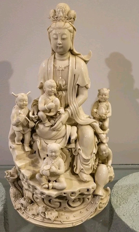 Figura Kwan Yin China Blanc de Chine Porcelana Blanca Encontrar Rara De Colección-19""H Foto 2 de 4