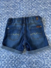 7 For All Mankind Girls Jean Denim Shorts Size 6 Adjustable Waist Inside Elastic