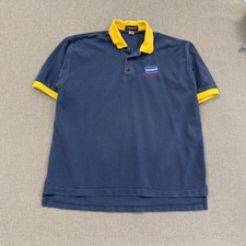 Vintage Blockbuster Polo Shirt Mens XL Blue Yellow Movie Promo Employee Uniform