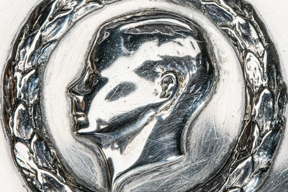 Antigua caja de baratijas de escritorio inglesa de plata esterlina Príncipe Real de Gales Eduardo Foto 4 de 4