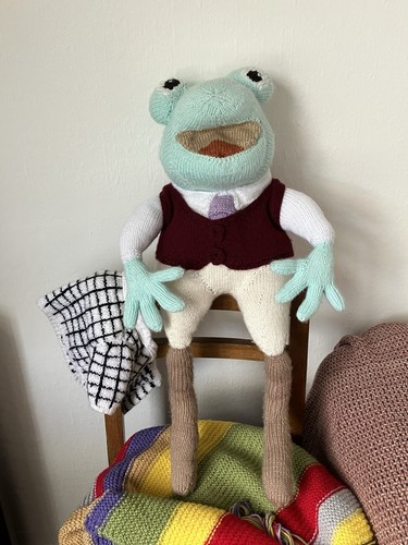 Handmade Knitted Mr Toad The Wind In The Willows Soft Toy Vintage Homemade 1970s - Picture 8 of 20