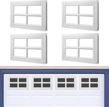 4 Pcs Garage Door Windows for 1.3'' Thick Frame with UV Resistant Resin Glass