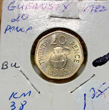 1982 Guernsey Great Brittan 20 Pence uncirculated. Free Ship. Coin #1546