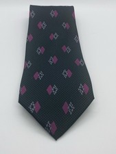 VALENTINO Cravatte 100 Silk Tie Black Purple/Pink Grey Geometric MADE IN ITALY