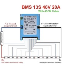 13S 48V 20A BMS Li-ion Battery Protection Board Common Port With Balance