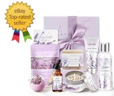 Gifts for Women, Lavender Bath and Body Gift Basket Relaxing Spa Self Care Gi...