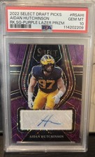 Panini 2022 Select Aidan Hutchinson Rookie Auto Purple Lazer  / 5 Pop 1