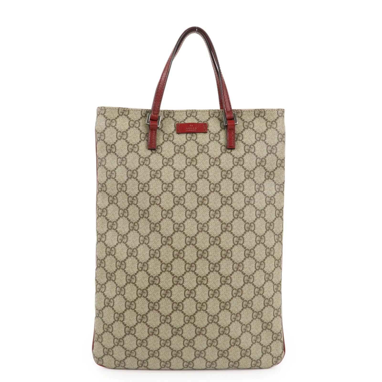 Authentique sac fourre tout GUCCI Gucci GG Supreme en cuir sac à main beige rouge 117551 d'occasion F/S