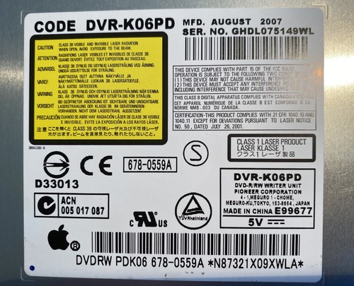 Apple DVD Reader/Writer DVDR-K06PD 678-0559A - Picture 2 of 5