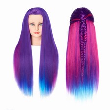 Mannequin Head Hair 26"-28" Synthetic Fiber Hair Styling Training Manikin Cos...