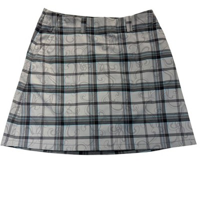 Nike Skort Womens 6 Gray Plaid Golf Skirt Blue Paisley Dri-Fit Athletic Active