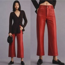 NWT Anthropologie Maeve The Colette Faux Leather Crop Wide-Leg Pants Size 30