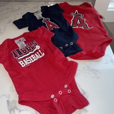 MLB Los Angeles Angels Baseball Baby Bodysuit set of 3 Size 2 Nb 1 6/9 month