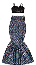 Mermaid Costume Cosplay Black Gray Halloween Women's Medium