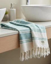 Organic Cotton Turkish Hand Towels for Bathroom & Kitchen – 100% Oeko-TEX Cer...