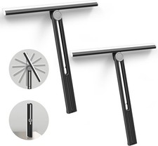 NEWE Shower Squeegee 2 Packs for Glass Doors, All-Purpose 360 Rotating Black