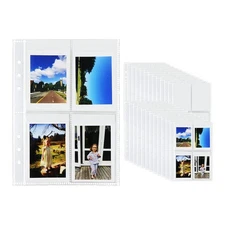 200 Photo Pockets Refills for 2.5x4 Photo Sleeves A5 6-Ring 25 Sheets Double ...