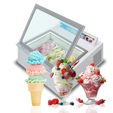 USA Kolice Commercial 3 Pans Ice Cream Showcase Gelato Dipping Cabinet Freezer