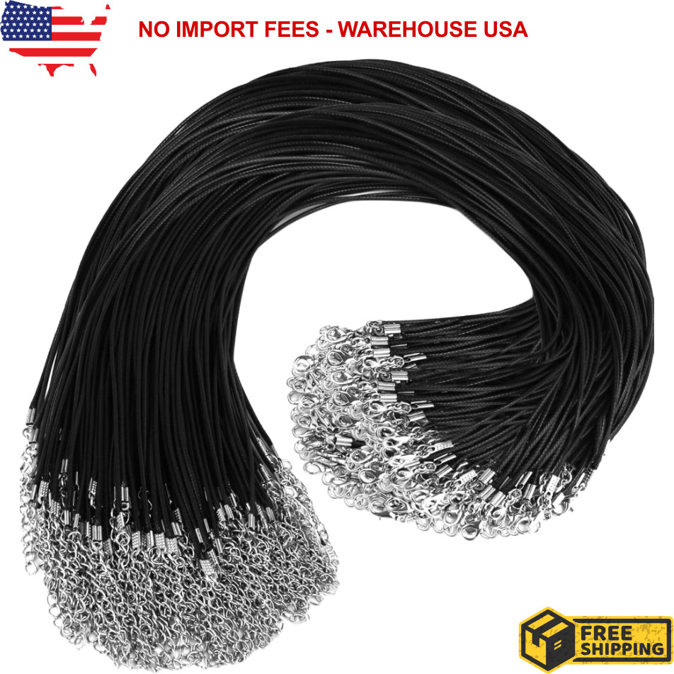100PCS 18'' Leather String Charms Necklace Cords Wholesale Rope Bulk Lot Cords