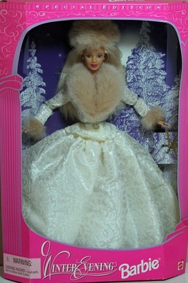 1998 Winter Evening Barbie, NRFB, (19218) Non-Mint Box - Blonde hair