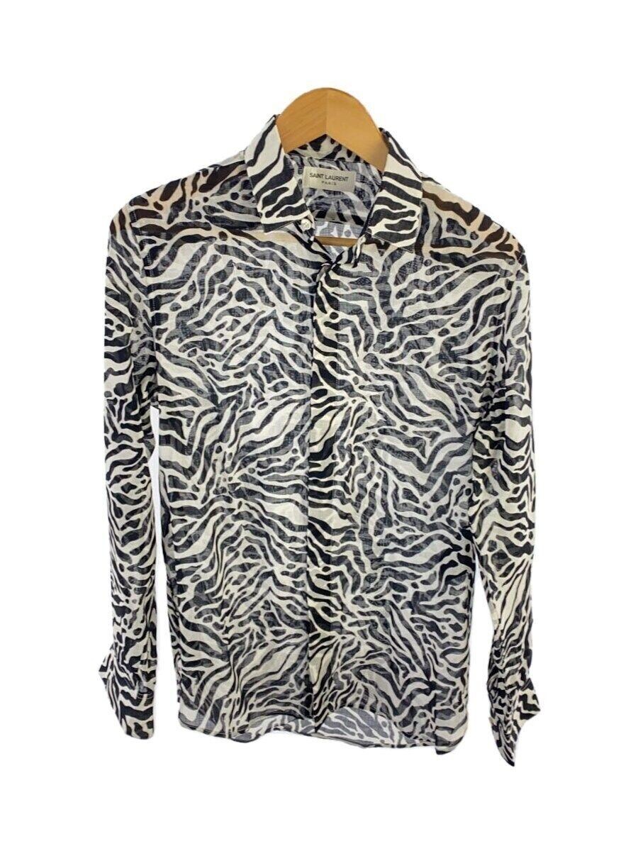 SAINT LAURENT altra camicia manica lunga 36 lana nera tinta unita 564172 zebrata usata