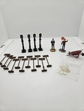 Model Train Accessories Lot - Signal Lights, Figures, Telegraph Poles