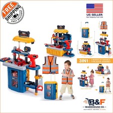 Kids Tool Set and Workbench Playset - 3 Modes for Creative Young Builders